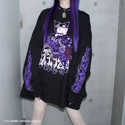 『サンリオキャラクターズ』QOOZA×Kuromi×東京13零式 / クロミトリプルコラボ L/S TEE BLK