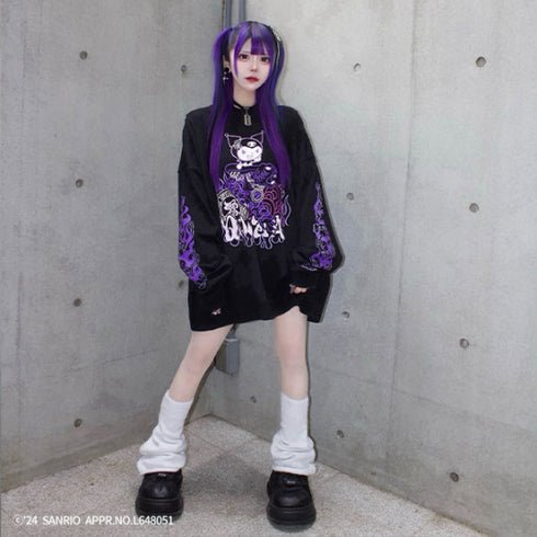 『サンリオキャラクターズ』QOOZA×Kuromi×東京13零式 / クロミトリプルコラボ L/S TEE BLK