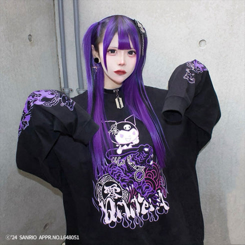 『サンリオキャラクターズ』QOOZA×Kuromi×東京13零式 / クロミトリプルコラボ L/S TEE BLK