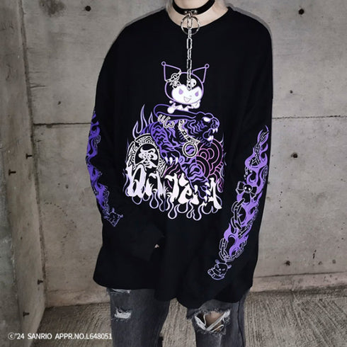 『サンリオキャラクターズ』QOOZA×Kuromi×東京13零式 / クロミトリプルコラボ L/S TEE BLK