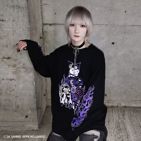 『サンリオキャラクターズ』QOOZA×Kuromi×東京13零式 / クロミトリプルコラボ L/S TEE BLK