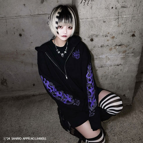 『サンリオキャラクターズ』QOOZA×Kuromi×東京13零式 / クロミトリプルコラボ ZIP HOODIE