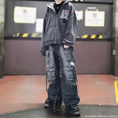 『サンリオキャラクターズ』QOOZA × HELLO KITTY / KITTYコラボパーカー〔GRY〕