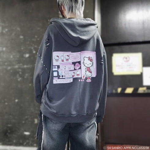 『サンリオキャラクターズ』QOOZA × HELLO KITTY / KITTYコラボパーカー〔GRY〕