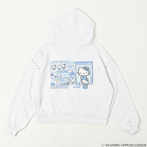 『サンリオキャラクターズ』QOOZA × HELLO KITTY / KITTYコラボパーカー〔WHT〕