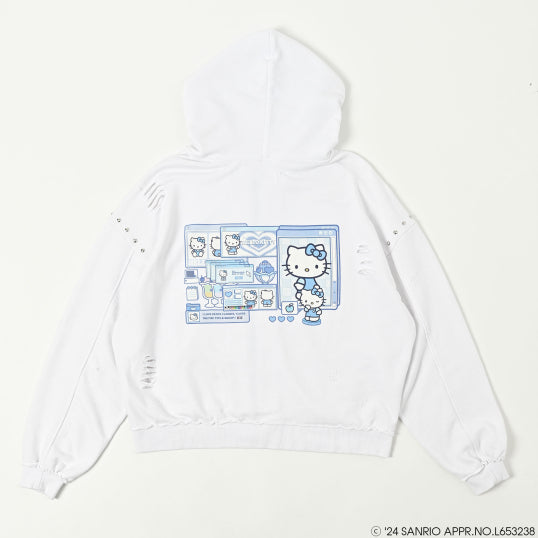 『サンリオキャラクターズ』QOOZA × HELLO KITTY / KITTYコラボパーカー〔WHT〕