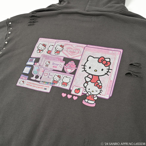『サンリオキャラクターズ』QOOZA × HELLO KITTY / KITTYコラボパーカー〔GRY〕
