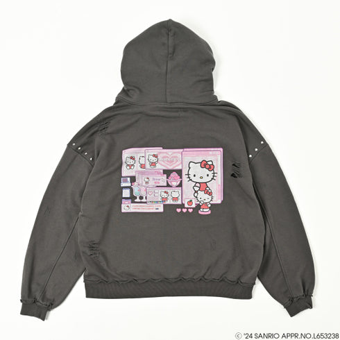 『サンリオキャラクターズ』QOOZA × HELLO KITTY / KITTYコラボパーカー〔GRY〕