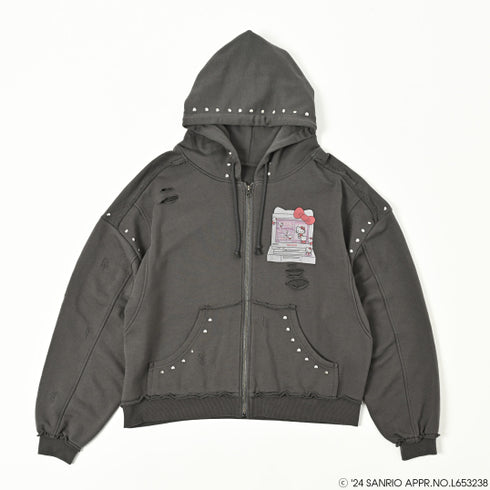 『サンリオキャラクターズ』QOOZA × HELLO KITTY / KITTYコラボパーカー〔GRY〕
