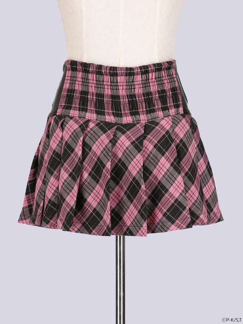 『しゅごキャラ!』QOOZA × しゅごキャラ! / チャーム付きレザーチェックスカート〔ランモデル〕