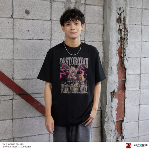 『ゴジラVデストロイア』30周年 シーンイラストTシャツ 5(ゴジラVデストロイア)ブラック