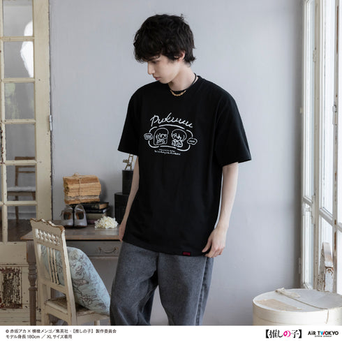 『【推しの子】』TVアニメ第2弾 モノトーンシーンイラストTシャツ 5(黒川あかね&アクア)ブラック