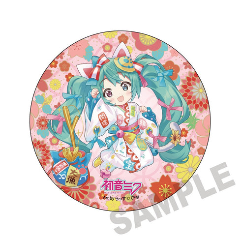 『初音ミク×招き猫』メガ缶バッジスタンド 初音ミク白猫 Art by らっす