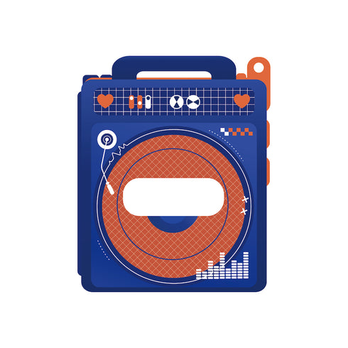 『推し活グッズ【ときメーク】』ラジカセ缶バッジフレーム_ブルー