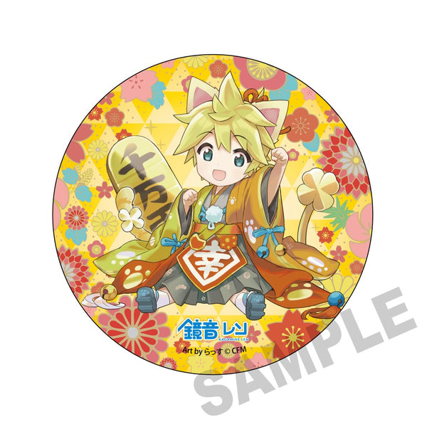 『初音ミク×招き猫』メガ缶バッジスタンド 鏡音レン Art by らっす