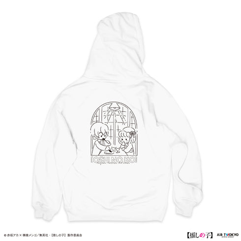 『【推しの子】』TVアニメ第2弾 モノトーンシーンイラストパーカー 4(有馬かな&アクア)ホワイト