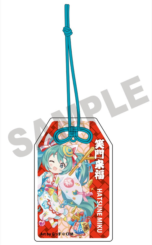 『初音ミク×招き猫』御守風アクリルさげ札 初音ミク白猫 Art by らっす