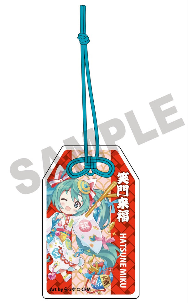 『初音ミク×招き猫』御守風アクリルさげ札 初音ミク白猫 Art by らっす