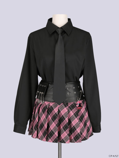 『しゅごキャラ!』QOOZA × しゅごキャラ! / チャーム付きレザーチェックスカート〔ランモデル〕