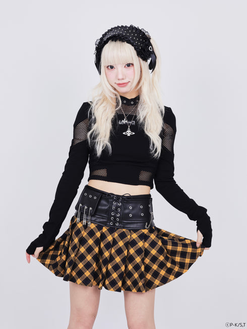 『しゅごキャラ!』QOOZA × しゅごキャラ! / チャーム付きレザーチェックスカート〔ダイヤモデル〕