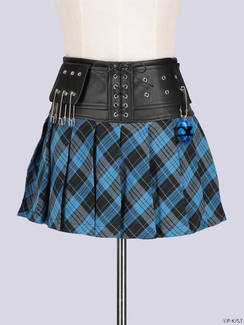 『しゅごキャラ!』QOOZA × しゅごキャラ! / チャーム付きレザーチェックスカート〔ミキモデル〕