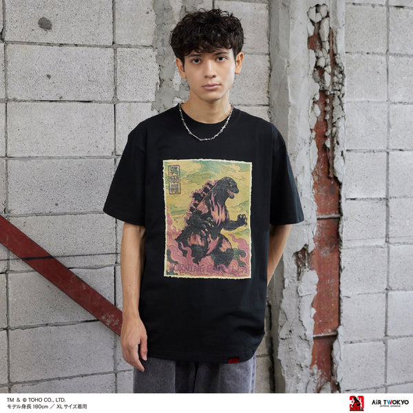 『ゴジラVデストロイア』30周年 シーンイラストTシャツ 1(呉爾羅)ブラック