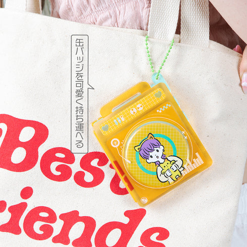 『推し活グッズ【ときメーク】』ラジカセ缶バッジフレーム_イエロー