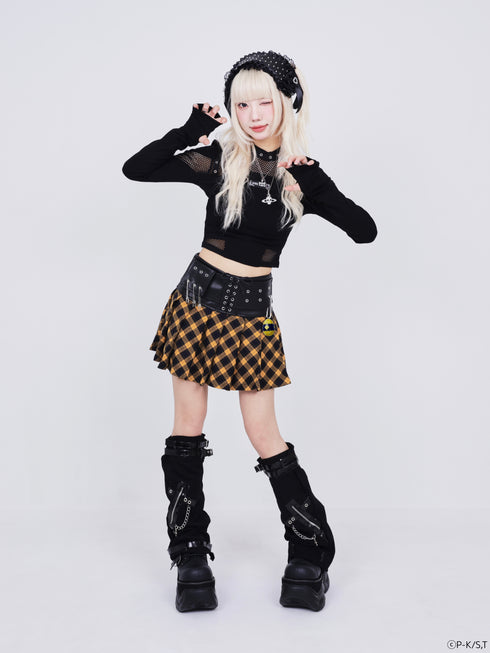 『しゅごキャラ!』QOOZA × しゅごキャラ! / チャーム付きレザーチェックスカート〔ダイヤモデル〕