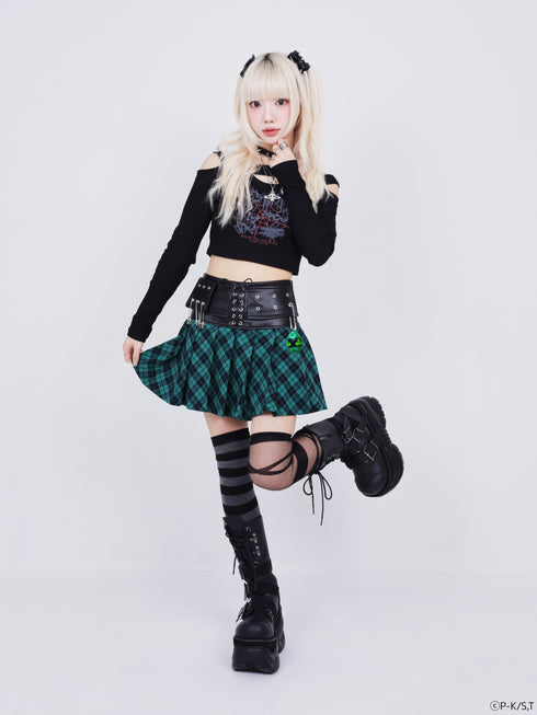 『しゅごキャラ!』QOOZA × しゅごキャラ! / チャーム付きレザーチェックスカート〔スゥモデル〕