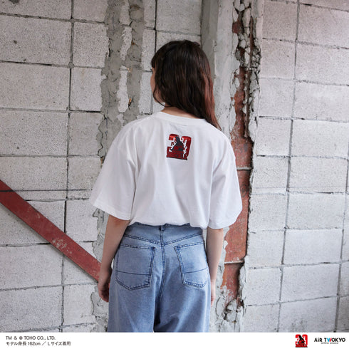 『ゴジラVデストロイア』30周年 シーンイラストTシャツ 2(バーニングゴジラ)ホワイト