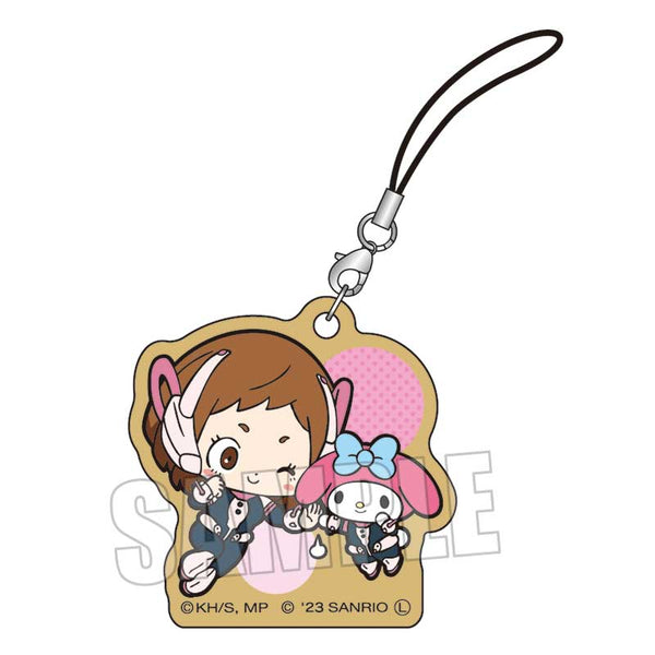 『僕のヒーローアカデミア×サンリオキャラクターズ2』木札ストラップ / 麗日お茶子・マイメロディ