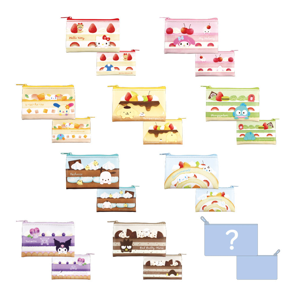 【コンプリート】サンリオシークレットフラットミニポーチ ケーキシリーズ サンリオキャラクターズ』シークレットフラットミニポーチ ケーキ【BOX