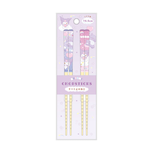 "Sanrio Characters" Pair of Bamboo Chopsticks (16.5 cm) Fluffy Sky Kuromi