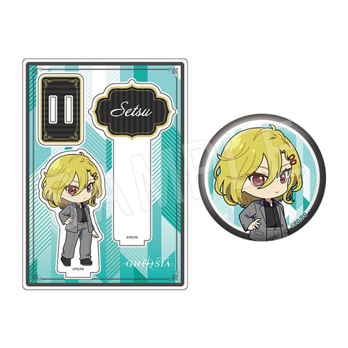 『グノーシア』アクリルフォトプロップス&グリッター缶バッジセット 黒スーツVer. セツ