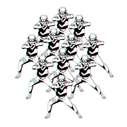 『NARUTO-ナルト- 疾風伝』うずまきナルト 影分身の術 Tシャツ ホワイト L