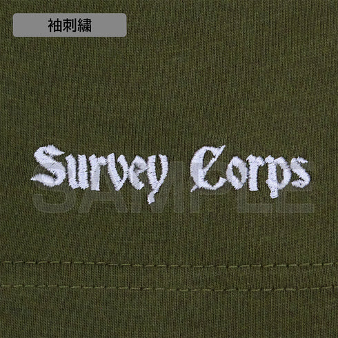 『進撃の巨人』調査兵団 ワンポイント刺繍Tシャツ モス XL