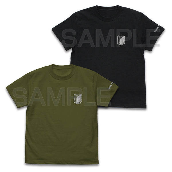 『進撃の巨人』調査兵団 ワンポイント刺繍Tシャツ ブラック L