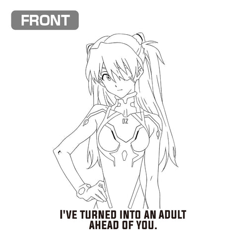 『EVANGELION』式波・アスカ・ラングレー ラインアート Tシャツ スミ XL