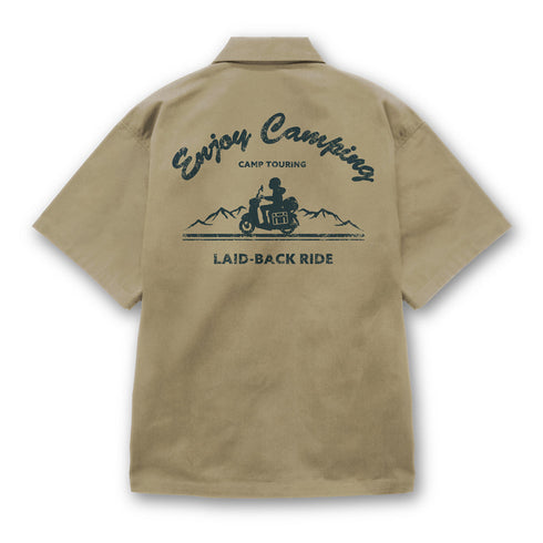 『ゆるキャン△ SEASON3』シルエットバイク志摩リン ワークシャツ サンドカーキ XXL