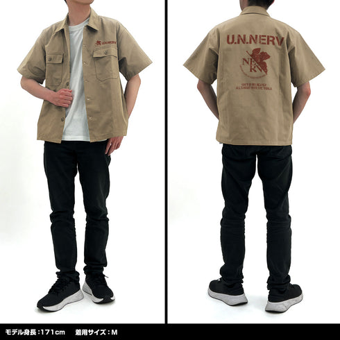 『EVANGELION』NERV ワークシャツ サンドカーキ XL