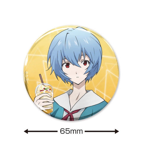 『EVANGELION』描き下ろし 綾波レイ 65mm缶バッジ 制服Ver.
