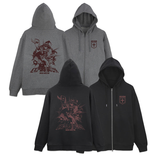 『この素晴らしい世界に祝福を!』めぐみん EXPLOSION ジップパーカー Ver.2.0 ミックスグレー L