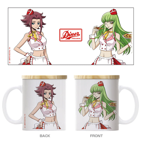 『コードギアス 反逆のルルーシュ』描き下ろし C.C.&カレン フタ付きフルカラーマグカップ アメリカンダイナーVer.