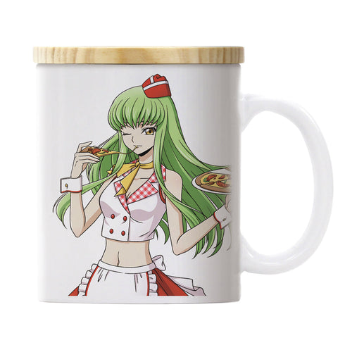 『コードギアス 反逆のルルーシュ』描き下ろし C.C.&カレン フタ付きフルカラーマグカップ アメリカンダイナーVer.