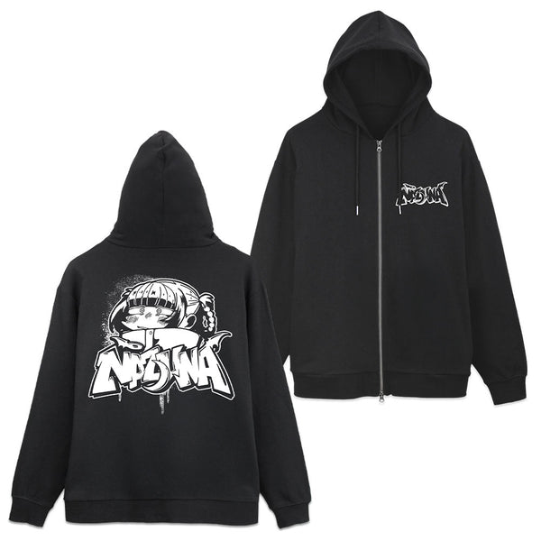 『よふかしのうた Season2』ナズナ ペイントアート ジップパーカー ブラック XL