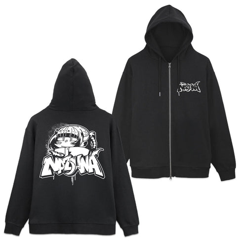 『よふかしのうた Season2』ナズナ ペイントアート ジップパーカー ブラック XXL