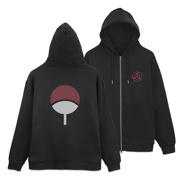 『NARUTO-ナルト- 疾風伝』うちは一族 ジップパーカー ブラック XL