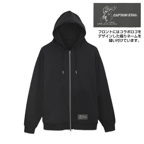 『ゆるキャン△×キャプテンスタッグ』ジップパーカー ブラック XXL