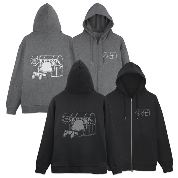 『葬送のフリーレン』ミミックに食べられるフリーレン ジップパーカー ミックスグレー L