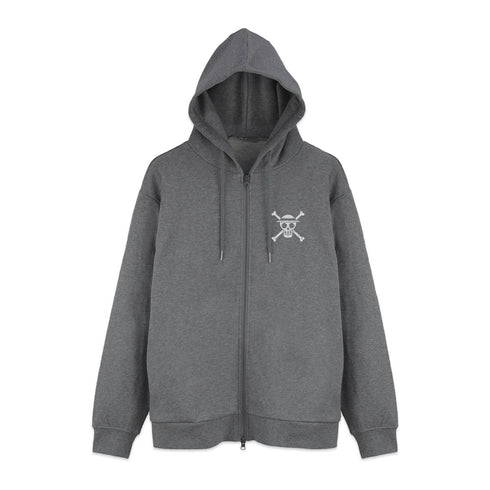 『ワンピース ONE PIECE』麦わらの一味 ジップパーカー ミックスグレー XL